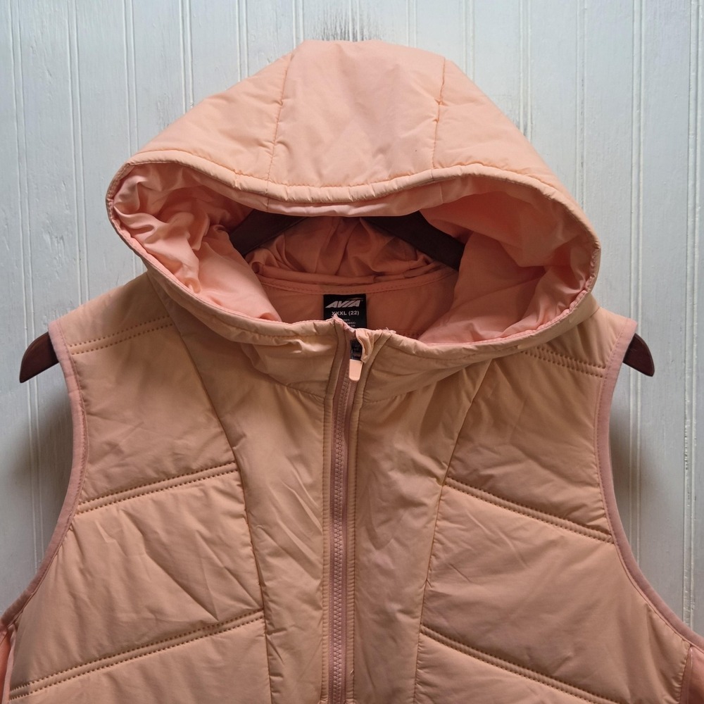 Avia Jacket Womens XXXL 22 Pink Hoodedโ Puffer Sleeveless Quilted Active